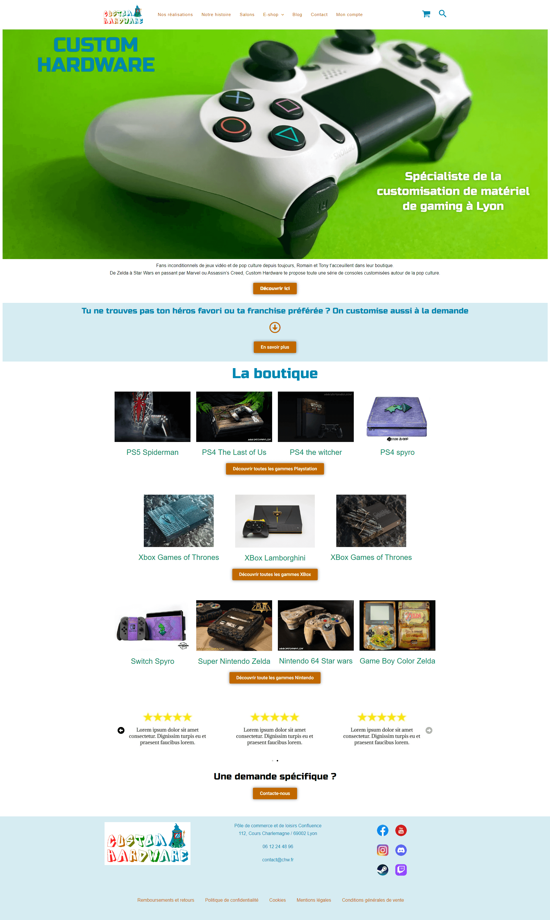 Page d'acceuil - Custom Hardware