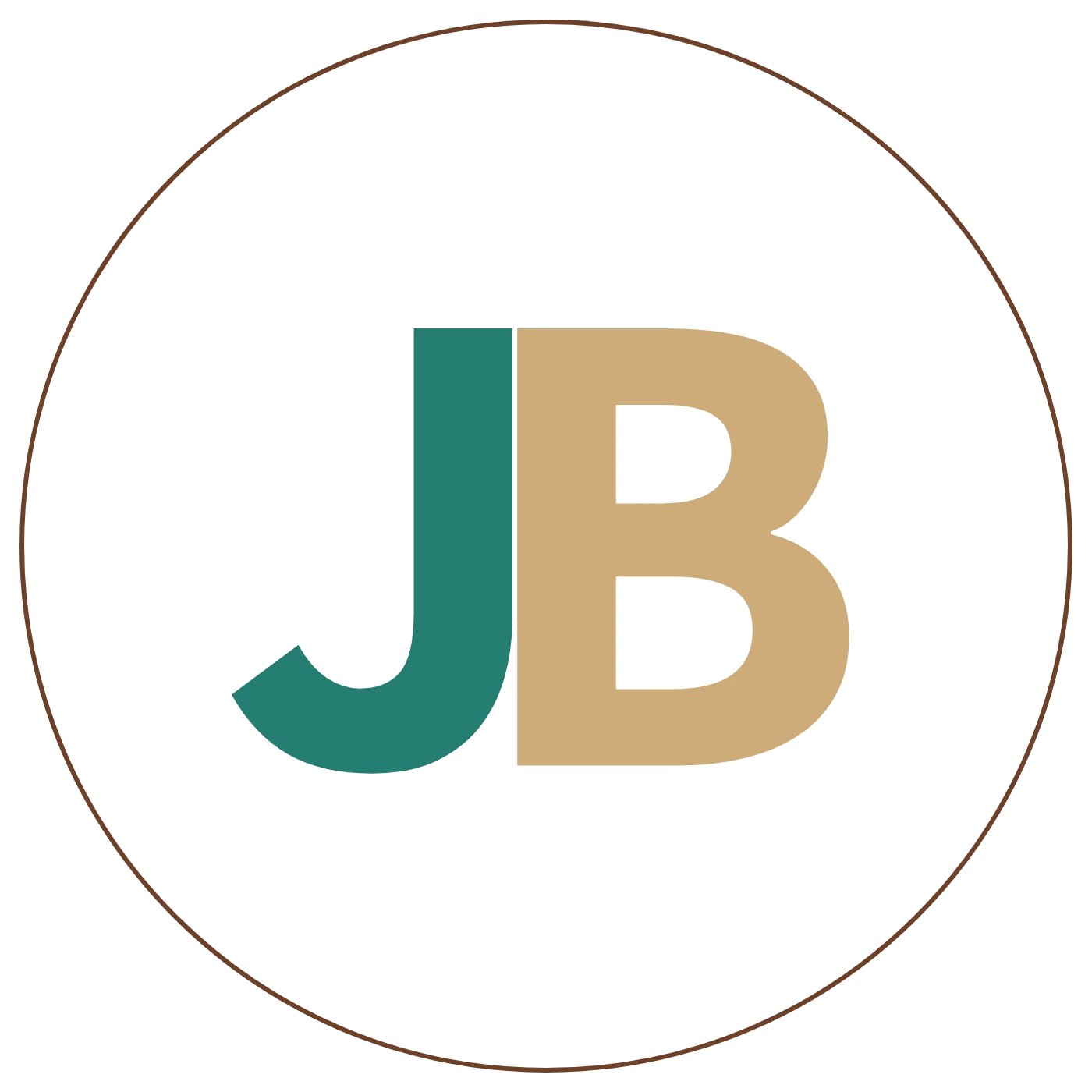 Logo JB pour Julien Baurens, entouré d'un cercle marron