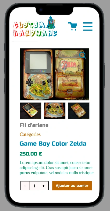 Maquette pour le site Custom Hardware