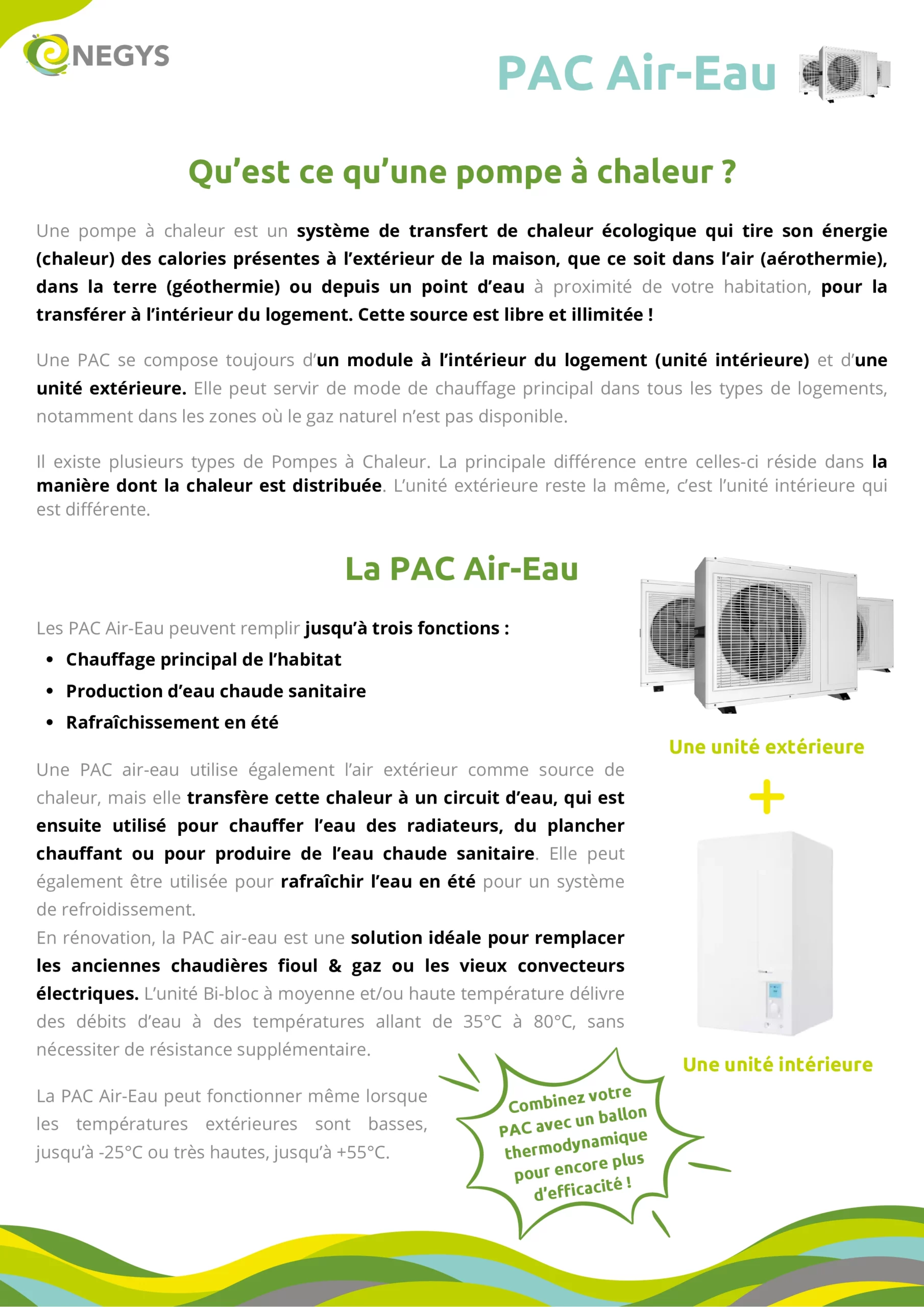 Fiche produit explicative PAC Air-Eau