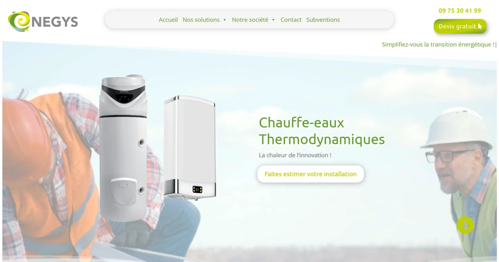 Capture d'écran du site web enegys.fr